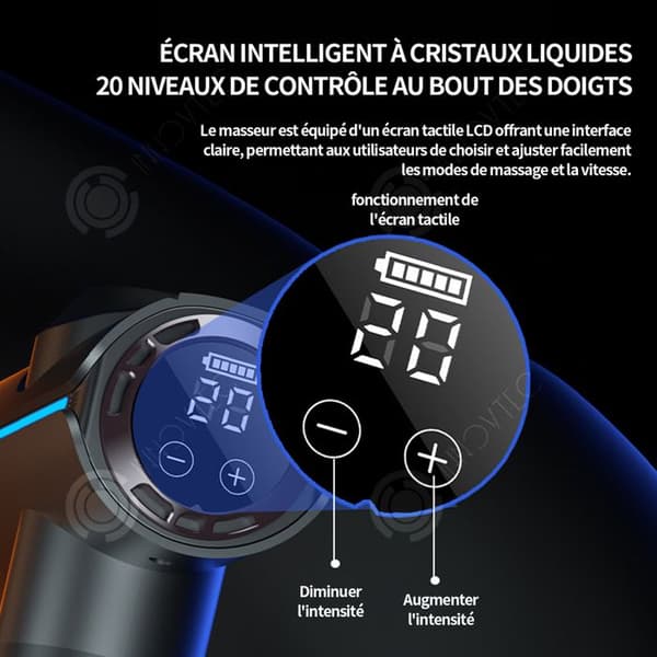 INN Massage 12800r/min 40db LCD-pekskärm Elektrisk muskelmassageapparat 20 hastigheter med 6 massagehuvuden och bärväska