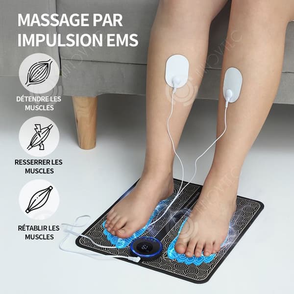 INN EMS fotmassageapparat cirkulationsstimulator elektriska fotmassagerare kämpar mot åderbråck och smärta svart