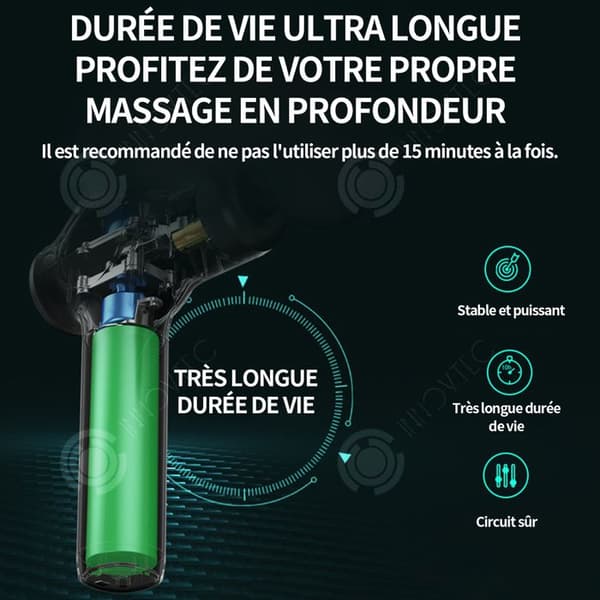 INN Massage 1800mah 3200r/min LED-pekskärm elektrisk muskelmassageapparat 99 hastigheter med 8 massagehuvuden och bärväska