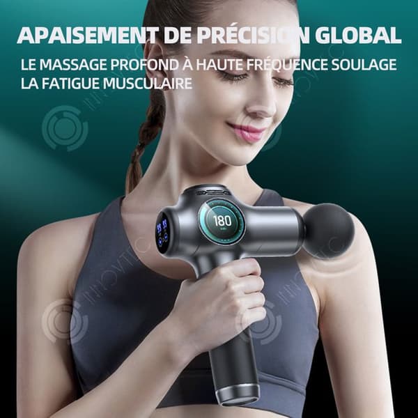 INN Massage 1800mah 9800r/min LED-pekskärm elektrisk muskelmassageapparat 99 hastigheter med 8 massagehuvuden och bärväska