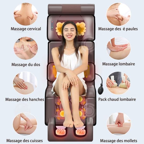 INN Massagekudde 12v uppvärmd ryggmassager med 9 noder och 3 hastigheter justerbar tvåvägs rotation vibrati ryggmassager
