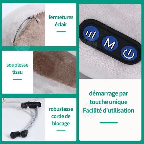 INN Cervical Massager med 3 justeringsnivåer U-formad massagekudde för att koppla av i nacken för hemmabil och kontor