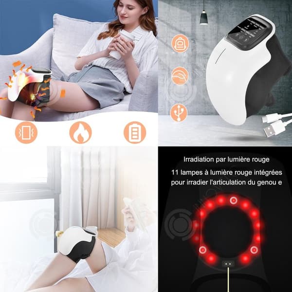 INN Knä massager 3 värmenivåer sladdlös knä massager med LED pekskärmar Uppvärmd knä massager Massa kudde