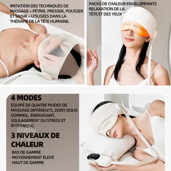 INN Head Massager 3000mah elektrisk manuell massageteknik Lågbrusdesign Wraparound Värmefunktion Vit