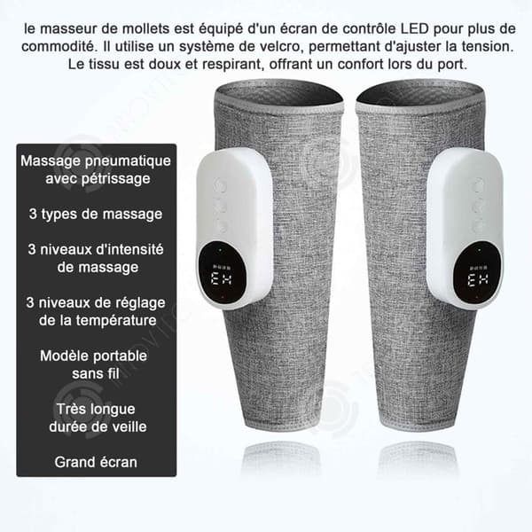 INN Benmassageapparat 2st Benmassageapparat 3 intensiteter 3 massagelägen Varmtrycksmassagedyna Grå