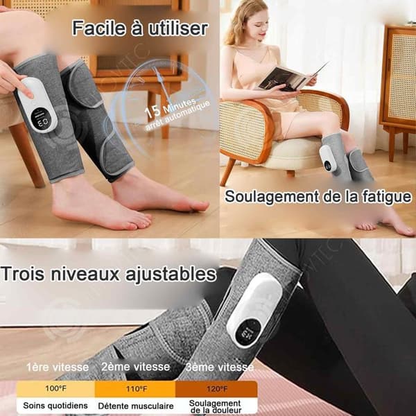 INN Benmassageapparat 2st Benmassageapparat 3 intensiteter 3 massagelägen Varmtrycksmassagedyna Grå