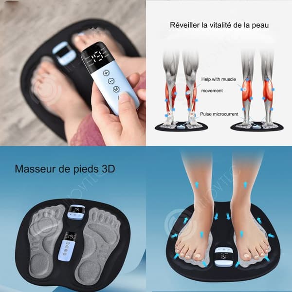 INN EMS fotmassagedyna 180 mAh 33 x 32 cm 6 massagelägen och 19 massageintensitetsnivåer fotmassageapparat med fjärrkontroll