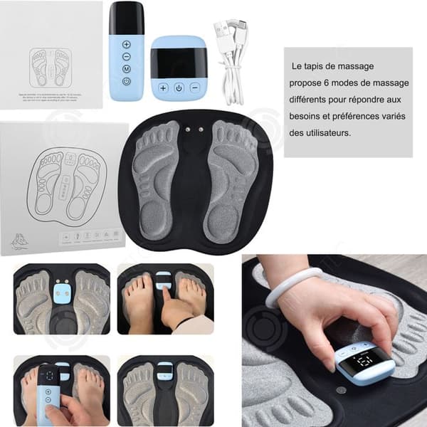 INN EMS fotmassagedyna 180 mAh 33 x 32 cm 6 massagelägen och 19 massageintensitetsnivåer fotmassageapparat med fjärrkontroll