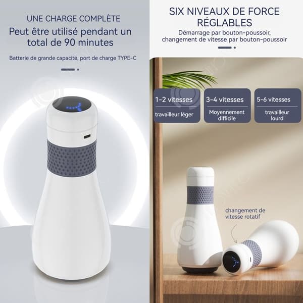 INN Massage 2000mAh bärbar elektrisk kroppsmassageapparat med 4 massagehuvuden och 6 massageintensitetslägen Lindrar trötthet