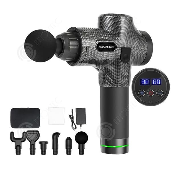 INN Massage 2500mah 3500r/min LED-pekskärm Elektrisk muskelmassageapparat 30 hastigheter med 6 massagehuvuden och bärväska