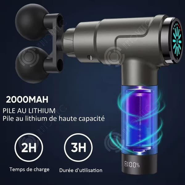 INN Massage 2500mah 2800r/min LED-pekskärm elektrisk muskelmassageapparat 12 hastigheter med 6 massagehuvuden och bärväska