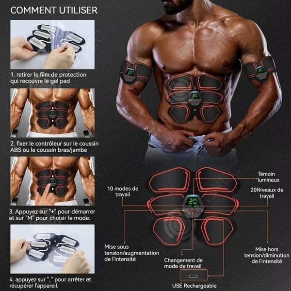 INN Elektromuskelstimulator 3st 10lägen 20krafter LCD-skärm ryggstöd välbefinnande massageapparat massagekudde
