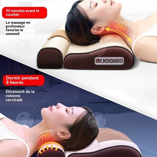 INN Massagekudde 37x9x33cm 16 Massagehuvuden Timer Cervical Massager med 6 lägen och 3 intensitetsnivåer Massa Kudde