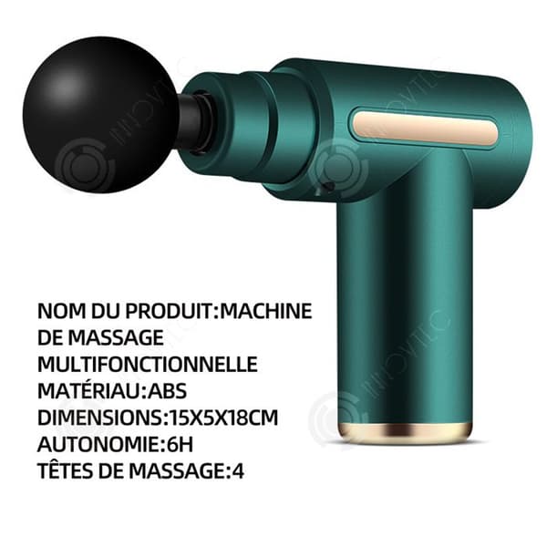 INN Elektrisk massageapparat 17x5x14cm 6 lägen Ta bort fett Vibrerande massage Avslappnande multifunktionsmassagepistol Handhållen massageapparat