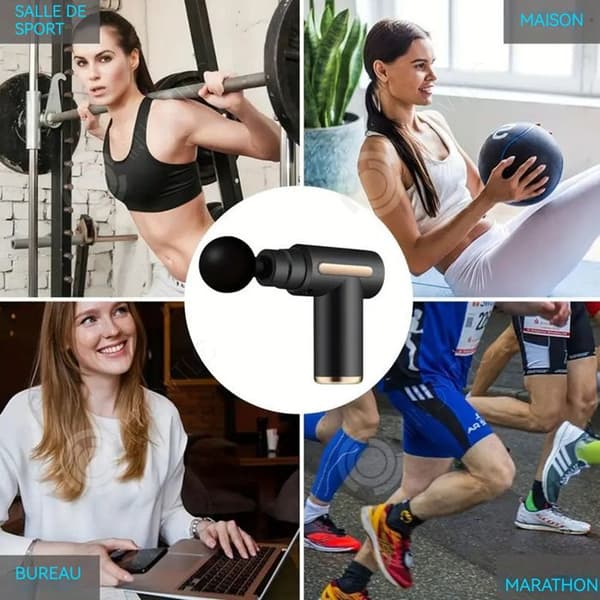 INN Massage 1200mAh 3200r/min 13,5x13,5cm LED-pekskärm Elektrisk muskelmassageapparat 6 hastigheter 4 massagehuvuden Djupmassage