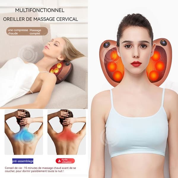 INN Cervikal massageapparat 3 hastigheter 21x31cm multifunktion elektrisk massagekudde för nacken idealiskt avslappningsobjekt för mas
