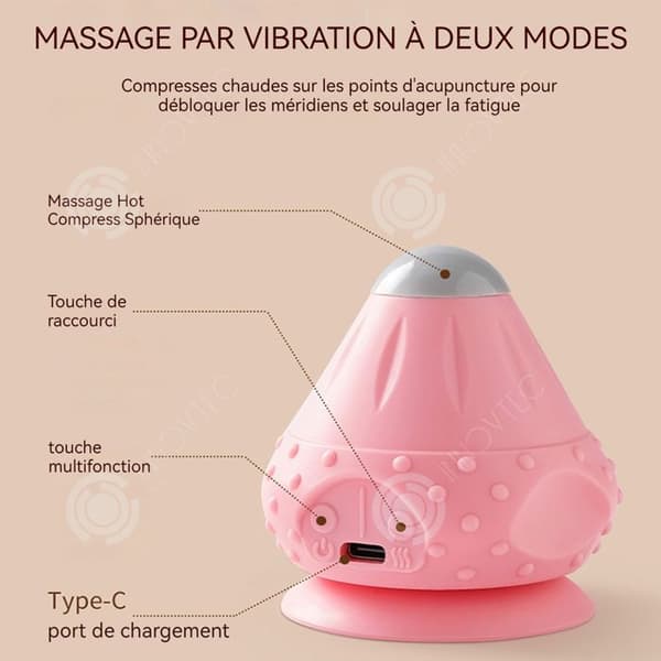 INN Massager 7x8cm 2 Speeds Adsorption Massager Artefakt Avslappning Varm Kompress Vibration Laddning Skulder Massager
