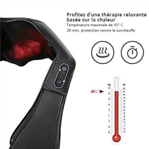 Naipo Masseur för skuldra och nacke med Shiatsu massagevalsar i 3D-rotation MGS-150D