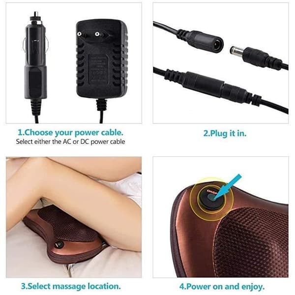 Shiatsu massagekudde med 8 rullar 3D massageapparat Knådkudde Värmefunktion Rygg Nacke Avslappning
