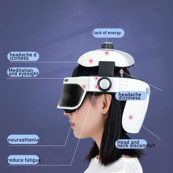 Head Massager med Eye Heat multifunktionell massageapparat, hemmassagehjälm