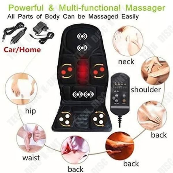 TD® Ryggmassagekudde Massagesits Massagestol med värmefunktion för hela nacken