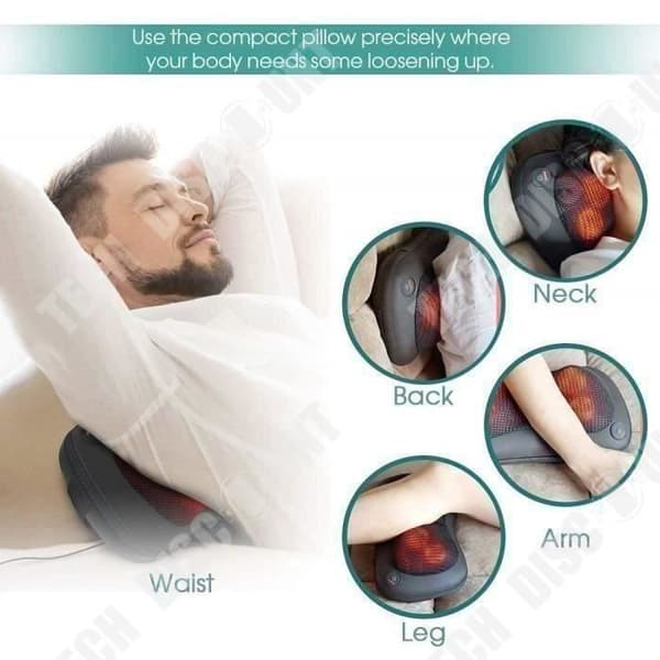 TD® Massagekudde Massagekudde Shiatsu Massager Med Infraröd Uppvärmningsfunktion För Nacke Rygg Ländryggsavslappning
