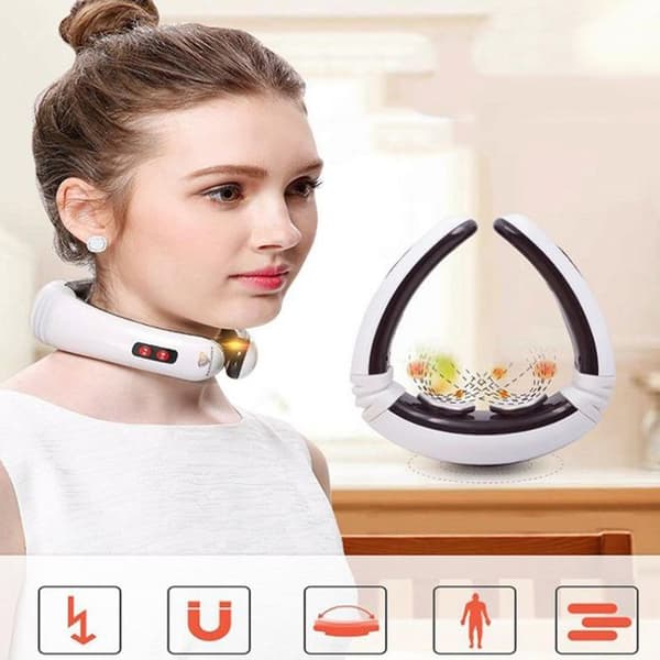 CONFO® Neck Massager Bärbar Uppladdningsbar Muskelsmärta Koppla av Multifunktionell Smart Pulse Fysioterapi krage