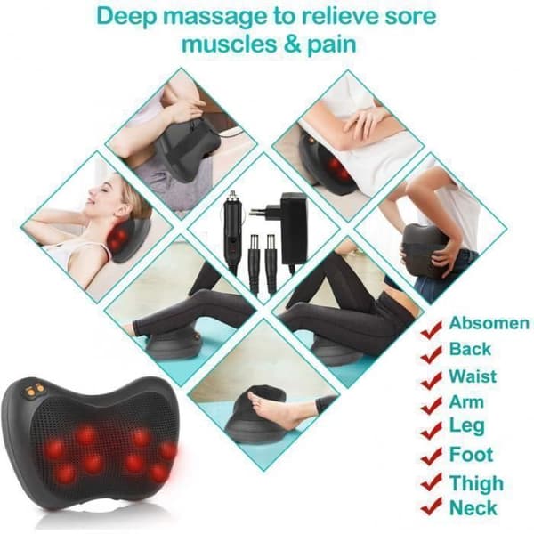 Massagekudde, nr 14, 8 uppvärmda huvuden Shiatsu ryggmassageapparat Justerbar intensitet med värmemassagemassagekuddar