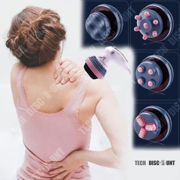 TD® Elektrisk massageapparat mot celluliter huvud cervikal bak fötter nacke ansikte 4 vibrerande massagehuvuden professionell bärbar infraröd