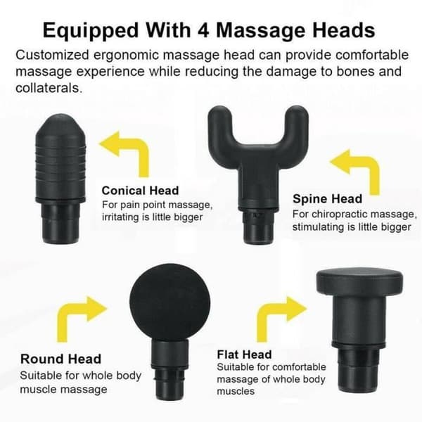 Massagepistol - Professionell - Kolsvart - LCD-skärm - 30 hastigheter - Sladdlös