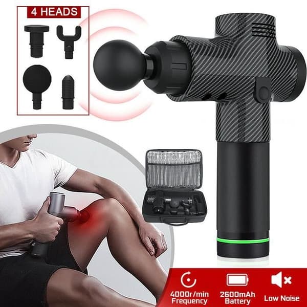 Massagepistol - Professionell - Kolsvart - LCD-skärm - 30 hastigheter - Sladdlös