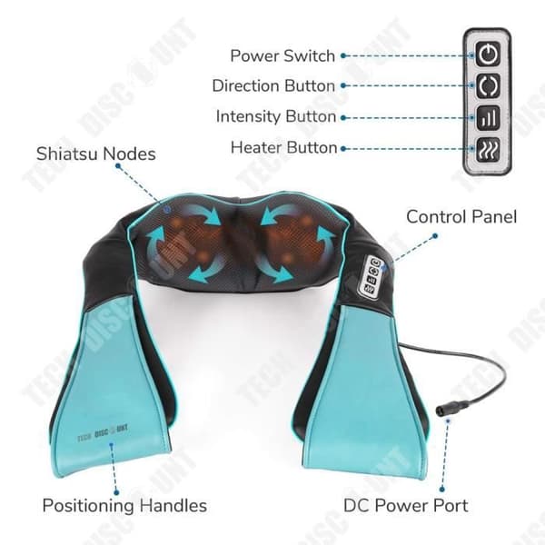 TD® cervikal massageapparat rygg axel nacke elektrisk uppvärmd shiatsu trådlös vibrerande massageapparat smärt intelligent kudde