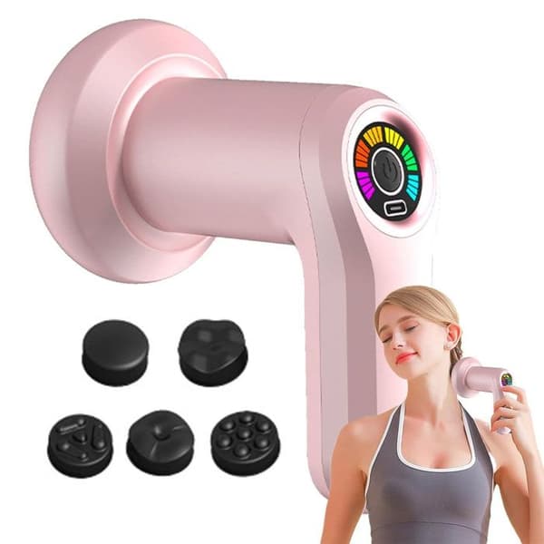 Massageapparat mot celluliter 24w 6 hastigheter och 5 olika massagehuvuden kroppsskulpteringsmaskin typ c-laddning rosa