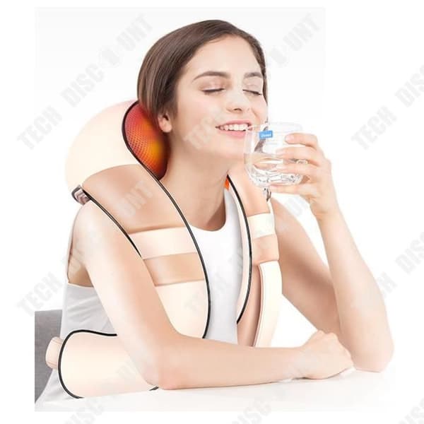 TD® Cervical Uppvärmd Shiatsu Sladdlös Handfri elektrisk Vibrerande Kvinna Nacke Axlar Professionell massageapparat
