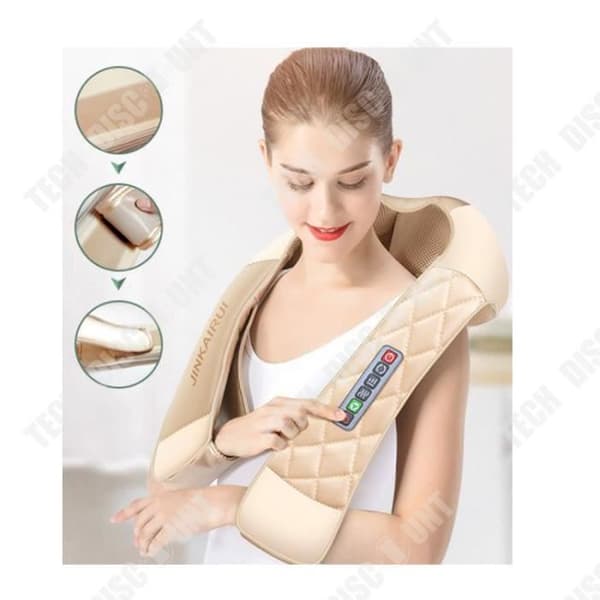 TD® Cervical Uppvärmd Shiatsu Sladdlös Handfri elektrisk Vibrerande Kvinna Nacke Axlar Professionell massageapparat