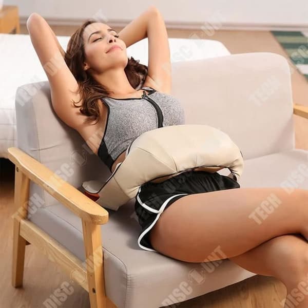 TD® Tidsinställd knådande massagesjal Uppladdningsbar multifunktions bilhemmassage Varmkompress cervikal massageapparat