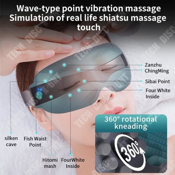 TD® USB Visual Eye Protector Bluetooth Eye Massager 16 Multipoint Vibration 360 graders rotation