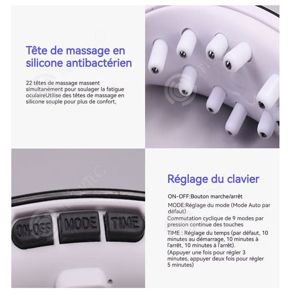 INN Ögonmassageapparat 279g 3 timmars batteritid 9 lägen Värmekompressioni Bärbar Fällbar Mjuk mot huden ögonmassör med cha