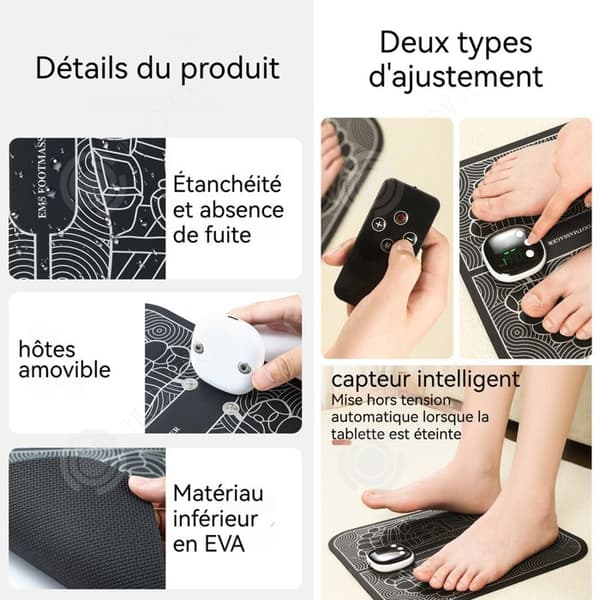 INN Fotmassageapparat 19 hastigheter 8 inställningslägen USB-laddare mikrolekricitet EMS trådlös fjärrkontroll Fotmassagemaskin