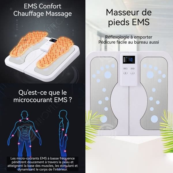INN Fotmassageapparat 10 lägen Timer USB EMS Mikrovågsmart beröring Fällbar Portabel LCD-skärm 1.Fotmassageapparat