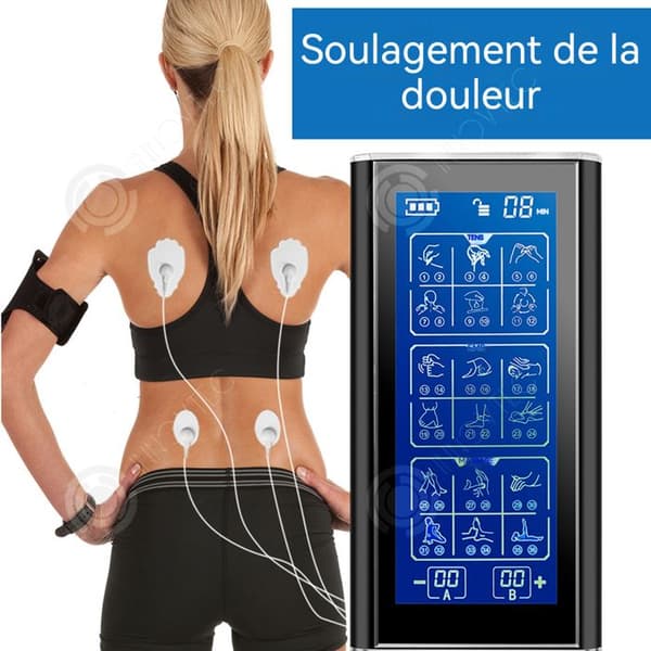 INN Muskelstimulator LCD-skärm IPX4 Typ-C med 36 lägen och två kanalers elektro-stimulator massagekudde massageapparat
