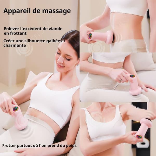 INN Masseur mot celluliter 24w 6 hastigheter och 5 olika massagetillbehör kroppsskulpteringsmaskin typ c laddning rosa