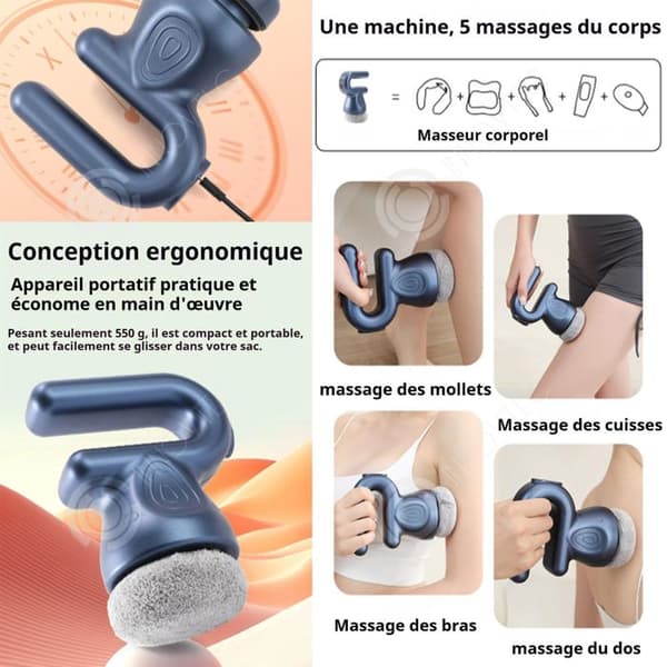 INN Masseur mot celluliter 3000rpm 1800mah 6 hastigheter bärbar trådlös massagemaskin med 3 massagehuvuden kroppsskulpteringsmaskin