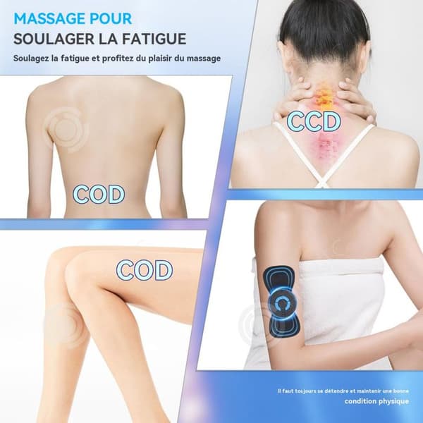 INN Massagepatch med 6 lägen och 10 intensitetsnivåer 120mah mini ems massagerpatch uppladdningsbar nackmassör portabel