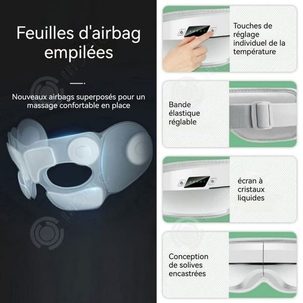 INN Ögonmassör 2 timmars batteritid 180 grader vikbar Intelligent värme massagepaket Portabel ögonmassör