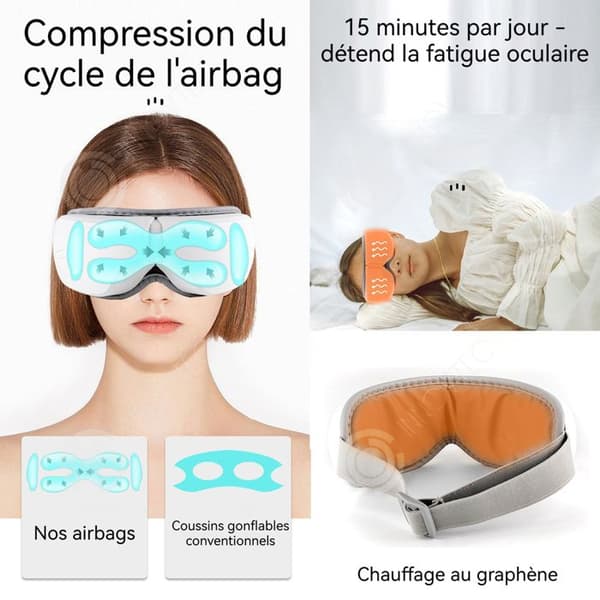 INN Ögonmassageapparat 158g 2 timmars batteritid Bluetooth Musik Massage med värmebälgar Bärbar design ögonmassör