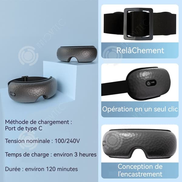 INN Oculär massör 5w 40 grader airbag massage Bluetooth musik Grafen uppvärmning Ögonskydd Bärbar design oculära massör