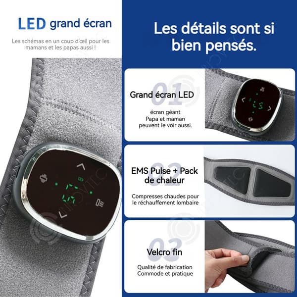 INN Värmebälte med pulserande värme kompressionsmassör för midjan EMS massör med LED-display grafenvärme idealiska presenter