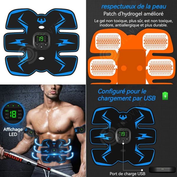 INN Massageapparat med digital LED-skärm 6 lägen förbättrad hydrogelplåster USB-laddning slappna av dina muskler