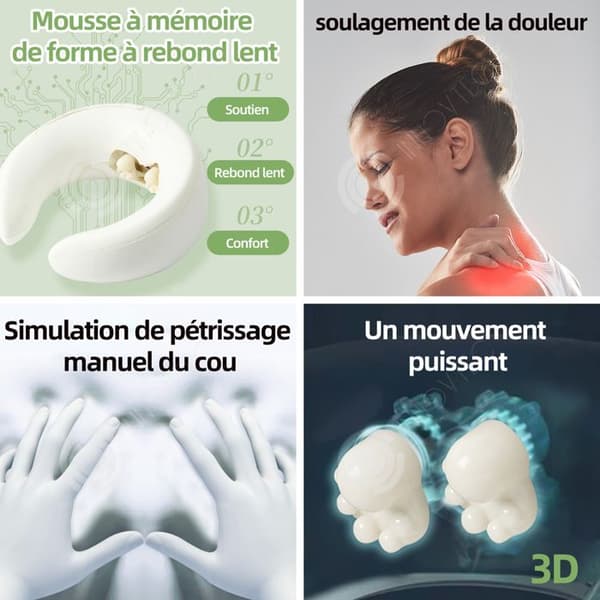 INN Cervical Massager med 2 justeringsnivåer U-formad massagekudde för att koppla av i nacken för hemmabil och kontor